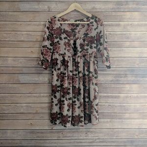 Johnny Martin Pink Floral Baby Doll Dress Sz S